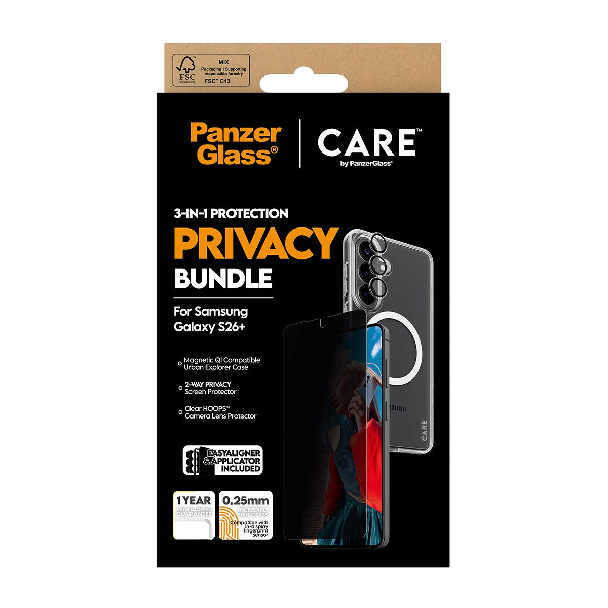 PanzerGlass® | CARE™ by PanzerGlass® Privacy 3-in-1 Pakke Samsung Galaxy S26+